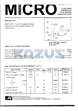 MGZ2310TA-3 datasheet - ULTRA HIGH BRIGHTNESS OVAL-SHAPED GREEN LED LAMP