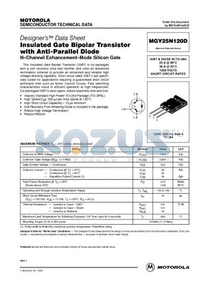 MGY25N120D datasheet - Insulated Gate Bipolar Transistor with Anti-Parallel Diode