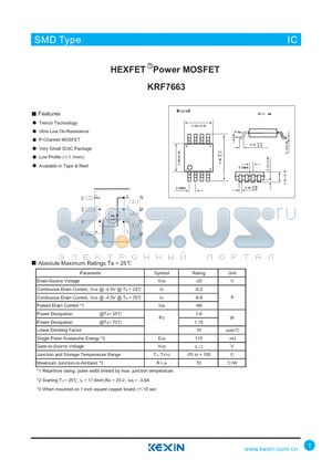 KRF7663 datasheet - HEXFET Power MOSFET