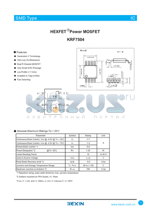 KRF7504 datasheet - HEXFET Power MOSFET