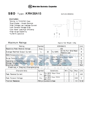 KRH30A15 datasheet - Schottky Barrier Diode