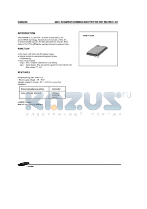 KS0063B datasheet - 40CH SEGMENT/COMMON DRIVER FOR DOT MATRIX LCD