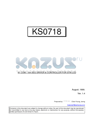 KS0718 datasheet - 81 COM / 104 SEG DRIVER & CONTROLLER FOR STN LCD