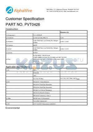 PVT0426 datasheet - Customer Specification