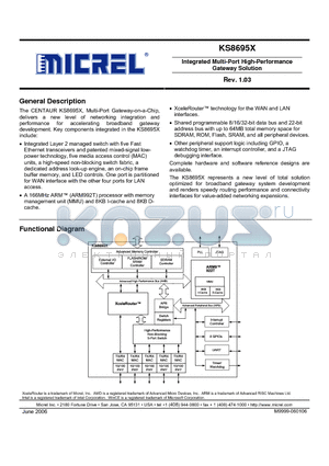 KS8695X_11 datasheet - Integrated Multi-Port High-Performance Gateway Solution Rev. 1.03