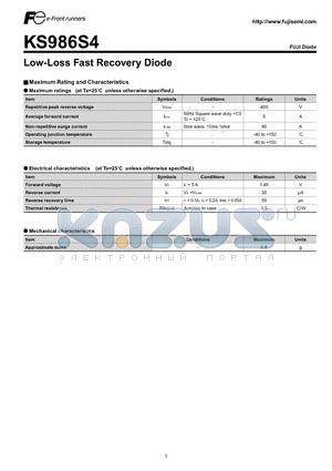 KS986S4 datasheet - Low-Loss Fast Recovery Diode
