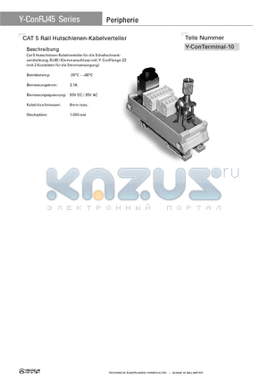 Y-CONTERMINAL-10 datasheet - CAT 5 Rail Hutschienen-Kabelverteiler