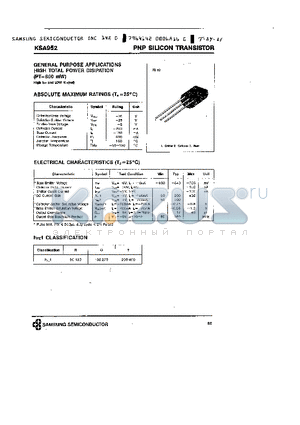 KSA952 datasheet - PNP SILICON TRANSISTOR