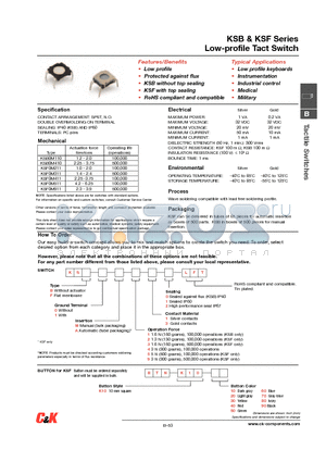 KSB0M110 datasheet - Low-profile Tact Switch