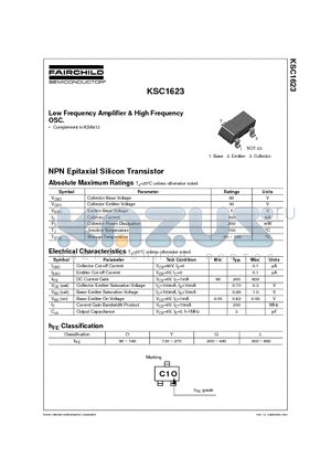 KSC1623O datasheet - Low Frequency Amplifier & High Frequency OSC.