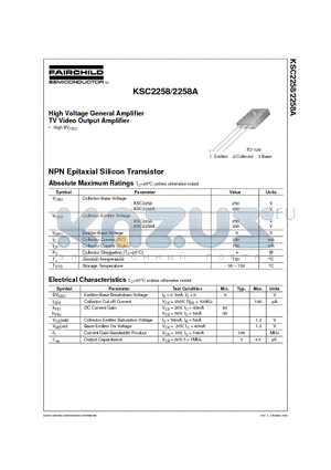 KSC2258A datasheet - High Voltage General Amplifier