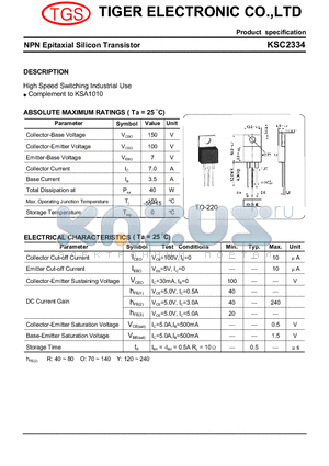 KSC2334 datasheet - NPN Epitaxial Silicon Transistor