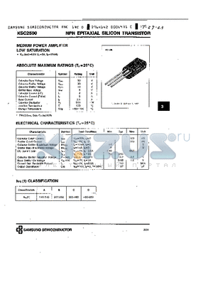 KSC2500 datasheet - NPN (MEDIUM POWER AMPLIFIER LOW SATURATION)