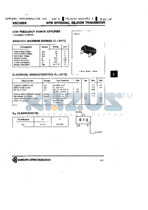 KSC2859 datasheet - NPN (LOW FREQUENCY POWER AMPLIFIER)