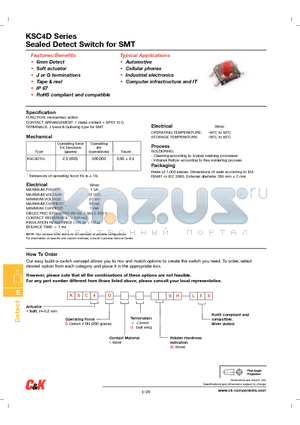 KSC4D datasheet - Sealed Detect Switch for SMT