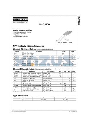 KSC5200 datasheet - Audio Power Amplifier