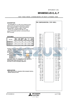 MH4M36CJD-5 datasheet - FAST PAGE MODE ( 4194304-WORD BY 36-BIT ) DYNAMIC RAM