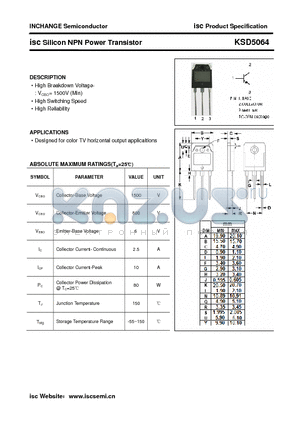 KSD5064 datasheet - isc Silicon NPN Power Transistor