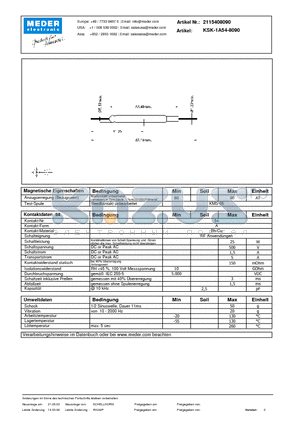 KSK-1A54-8090_DE datasheet - (deutsch) KSK Reed Switch