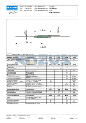 KSK-1A66-3-1015 datasheet - KSK Reed Switch