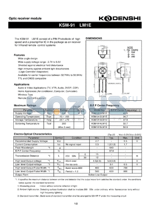 KSM-911LM1E datasheet - Optic receiver module