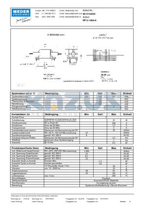 HF12-1A54-8_DE datasheet - (deutsch) HF Reed Relay