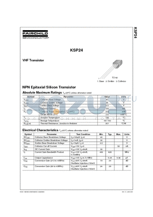 KSP24 datasheet - VHF Transistor
