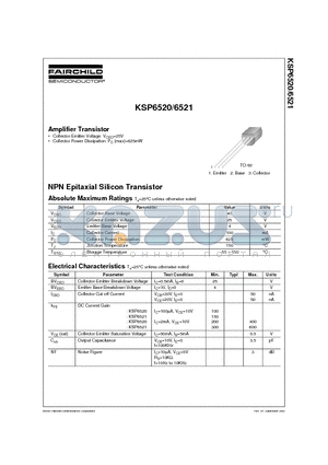 KSP6521 datasheet - Amplifier Transistor