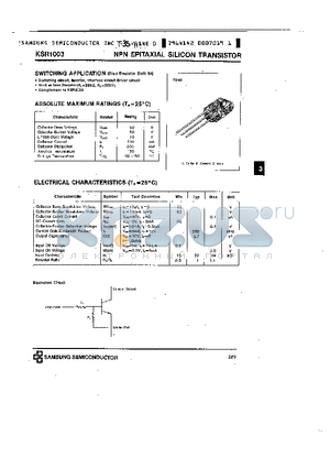 KSR1003 datasheet - NPN (SWITCHING APPLICATIONS)