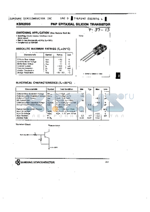 KSR2005 datasheet - PNP (SWITCHING APPLICATION)