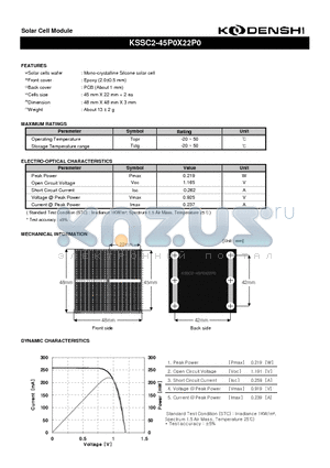 KSSC2-45P0X22P0 datasheet - Solar Cell Module