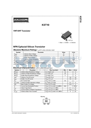 KST10 datasheet - VHF/UHF Transistor