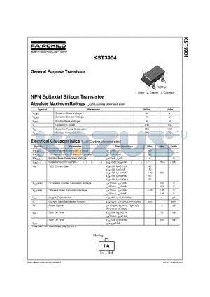 KST3904 datasheet - General Purpose Transistor