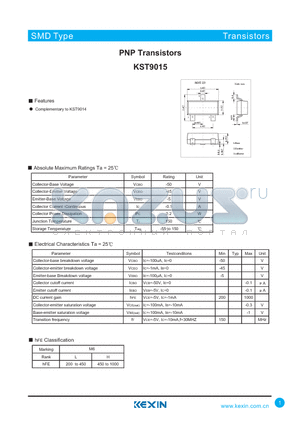 KST9015 datasheet - PNP Transistors