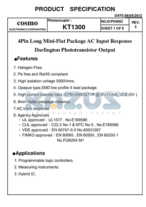 KT1300 datasheet - Pb free and RoHS compliant