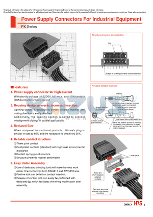 PX50-SC-131 datasheet - Power Supply Connectors For Industrial Equipment