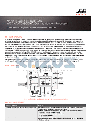 PXA1088 datasheet - WCDMA/TD-SCDMA Communication Processor