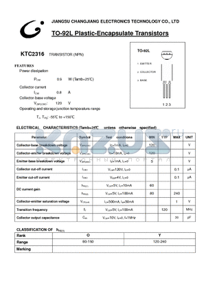 KTC2316-TO-92L datasheet - TRANSISTOR (NPN)