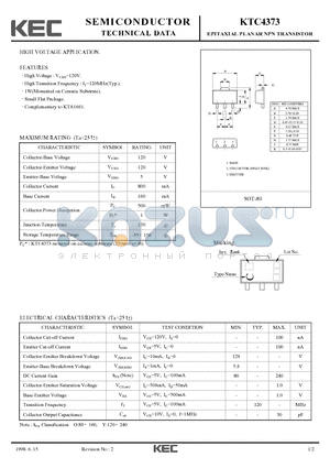 KTC4373 datasheet - EPITAXIAL PLANAR NPN TRANSISTOR