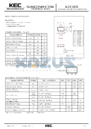 KTC4376 datasheet - EPITAXIAL PLANAR NPN TRANSISTOR (HIGH CURRENT)