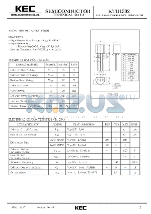 KTD1302 datasheet - EPITAXIAL PLANAR NPN TRANSISTOR (AUDIO MUTING)