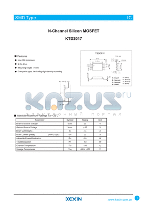 KTD2017 datasheet - N-Channel Silicon MOSFET