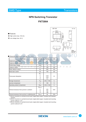 PXT3904 datasheet - NPN Switching Transistor