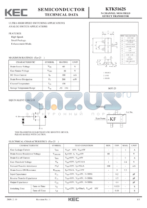 KTK5162S_09 datasheet - N CHANNEL MOS FIELD EFFECT TRANSISTOR