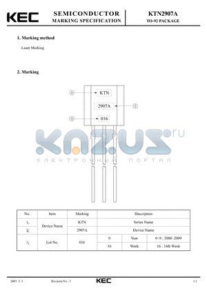 KTN2907A datasheet - TO-92 PACKAGE