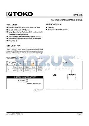 KV1435TL datasheet - VARIABLE CAPACITANCE DIODE