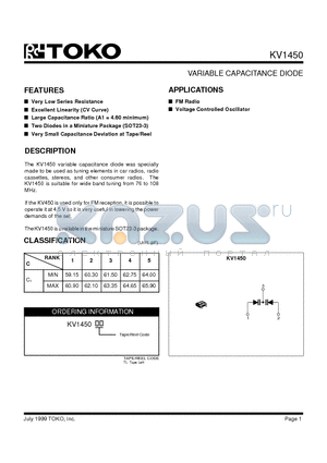 KV1450TL datasheet - VARIABLE CAPACITANCE DIODE