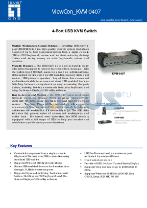 KVM-0407 datasheet - 4-Port USB KVM Switch