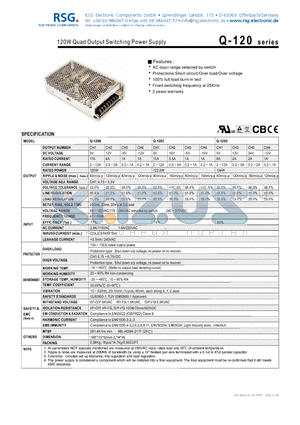 Q-120 datasheet - 120W Quad Output Switching Power Supply