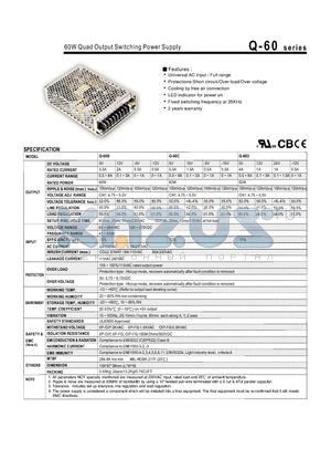 Q-60D datasheet - 60W Quad Output Switching Power Supply